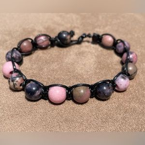 Handmade semi-precious gem stone bracelets with slide lock for secure wearing.